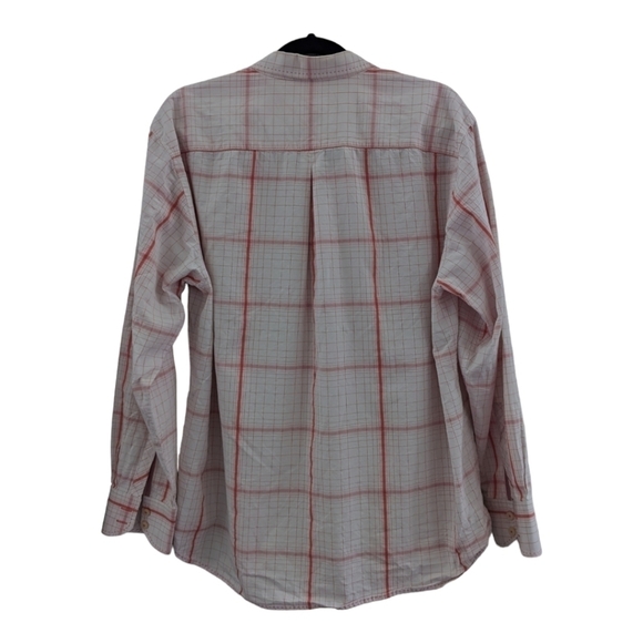 Tommy Bahama Cotton/Silk Cream with Orange button up,large EUC - Picture 2 of 4